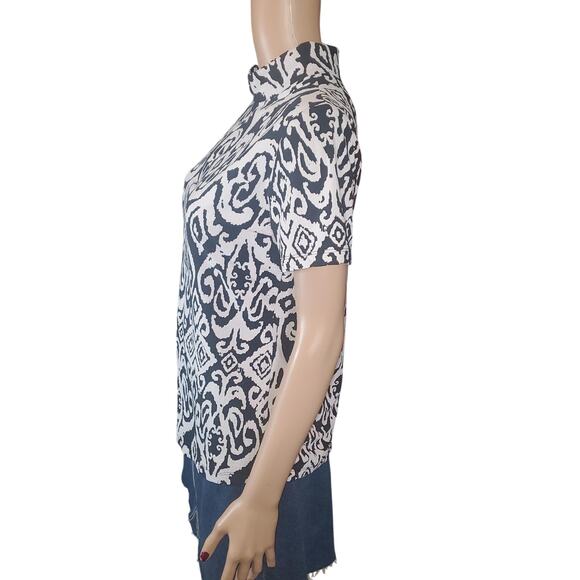 IBKUL Size M DOREEN Black & White Short Sleeve Mock 1/4 Zip Golf Shirt - Picture 2 of 7